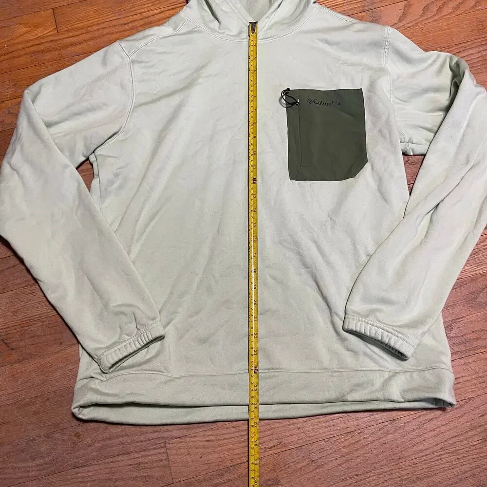 Columbia Hiking Hooded Fleece Lined Pullover Mens L Green Omni-Wick Outdoor